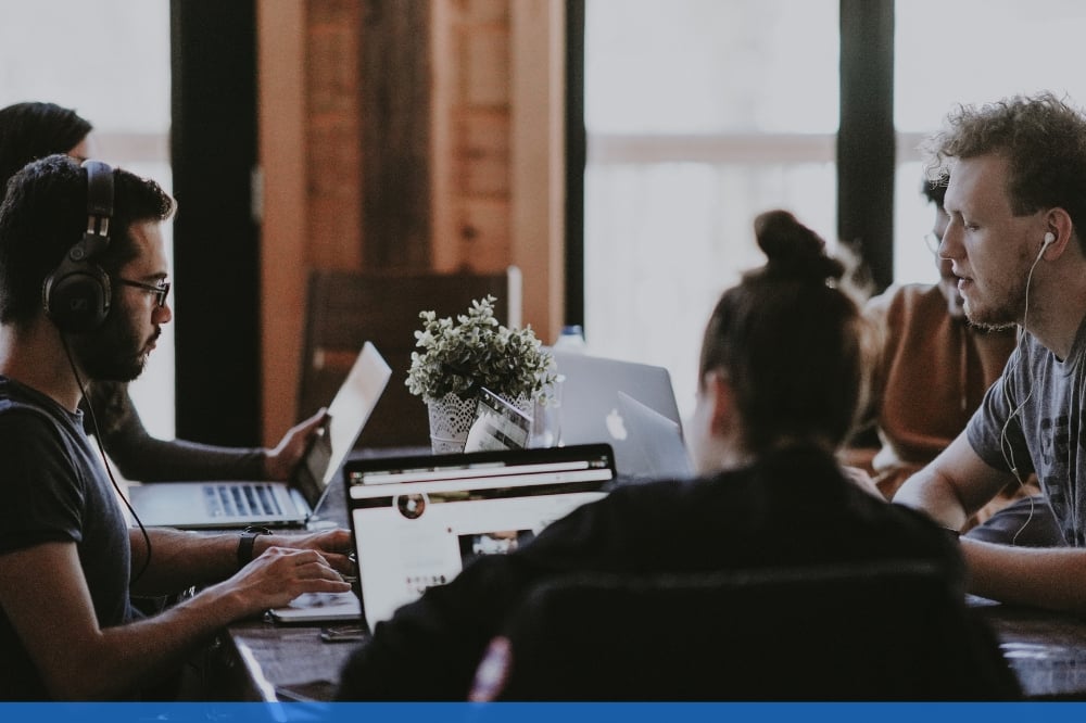 Employees working together in an office