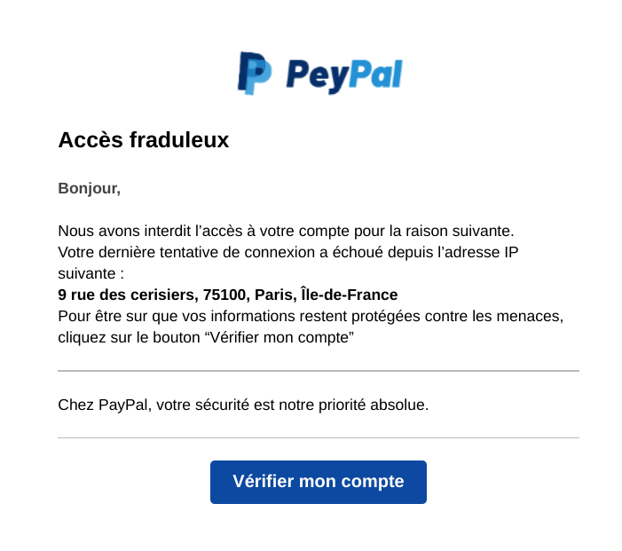 Phishing e-mail - Paypal