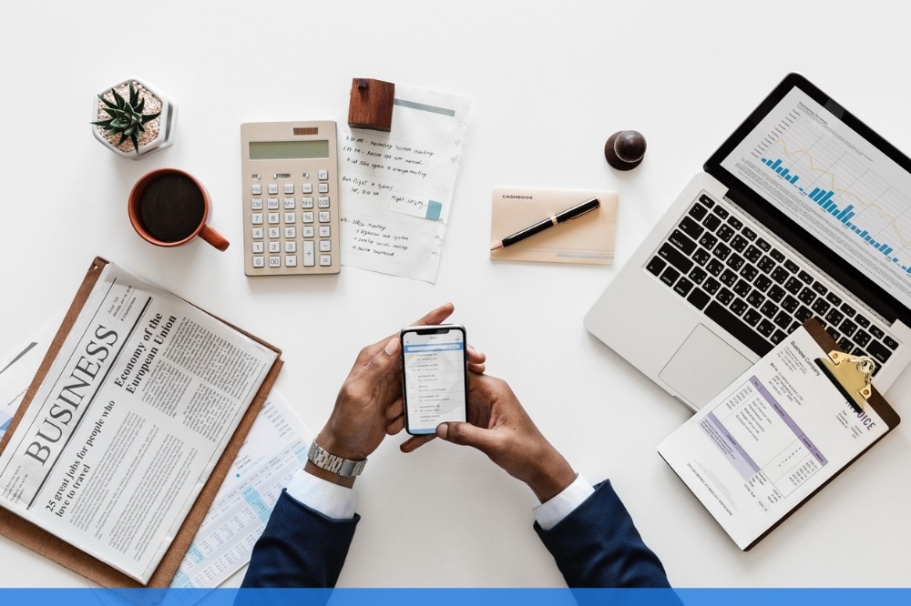 business man using 2fa to login into mobile