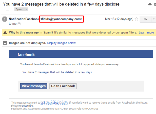 An attempt of filter evasion on an individuals Facebook account.