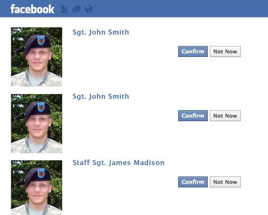 An image of 3 fake Facebook profiles.
