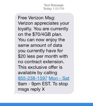 text message screenshot ofa phishing attempt
