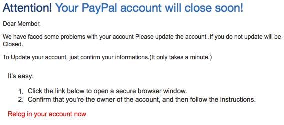 PayPal phishing scam