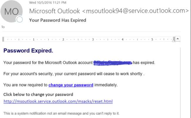 Microsoft Phishing Email Example